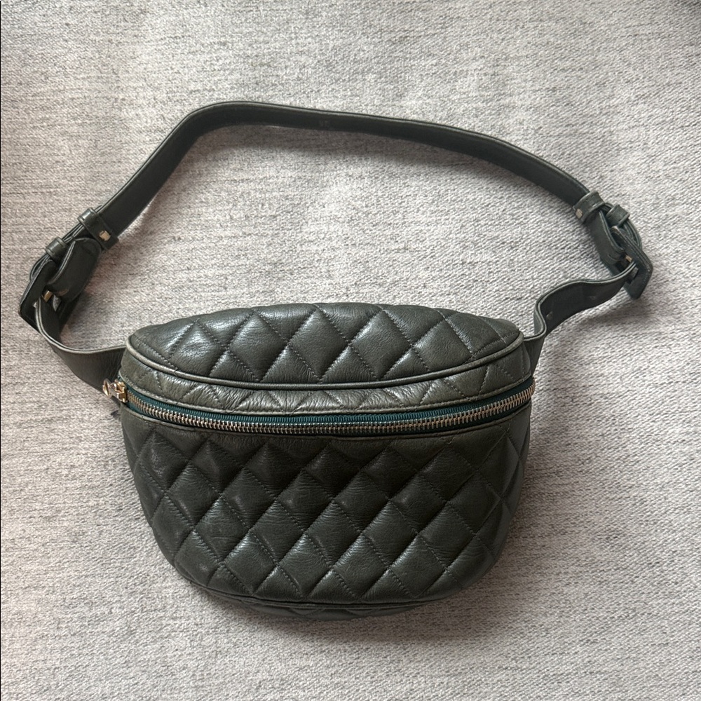CHANEL Quilted Green Belt Bag (1990s)